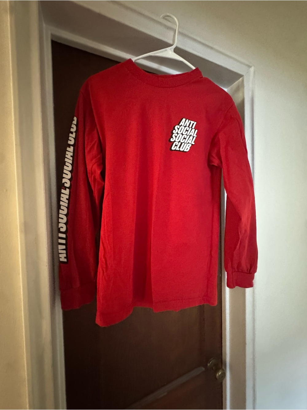 Anti Social Social Club Long Sleeve Tee in Red with White Logo